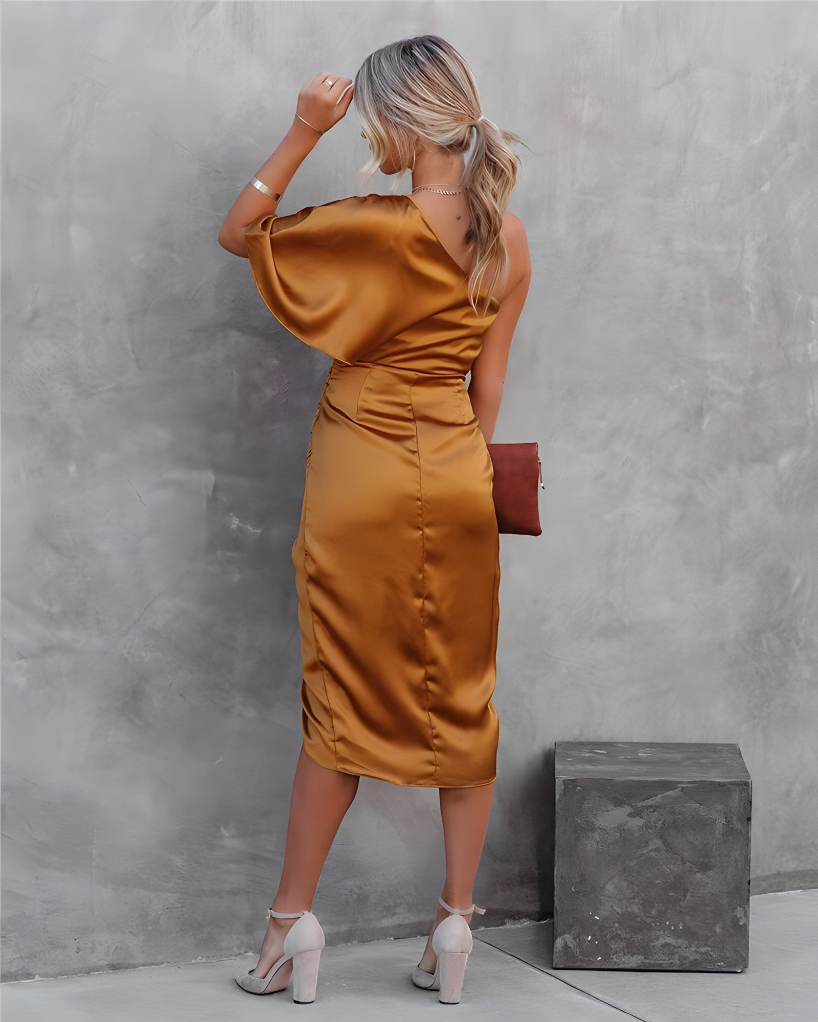 Estelle™️ - One shoulder satijnen jurk