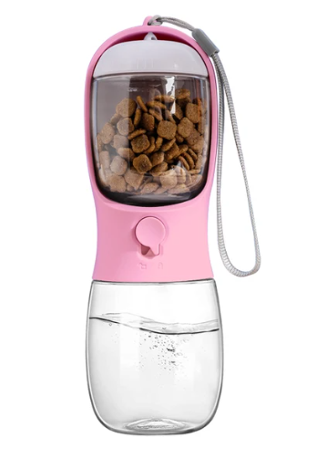 Draagbare drinkfles met voerdispenser