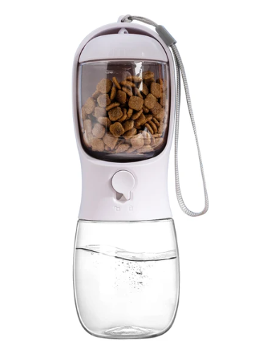 Draagbare drinkfles met voerdispenser