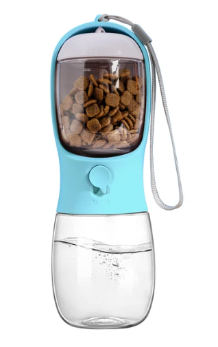 Draagbare drinkfles met voerdispenser