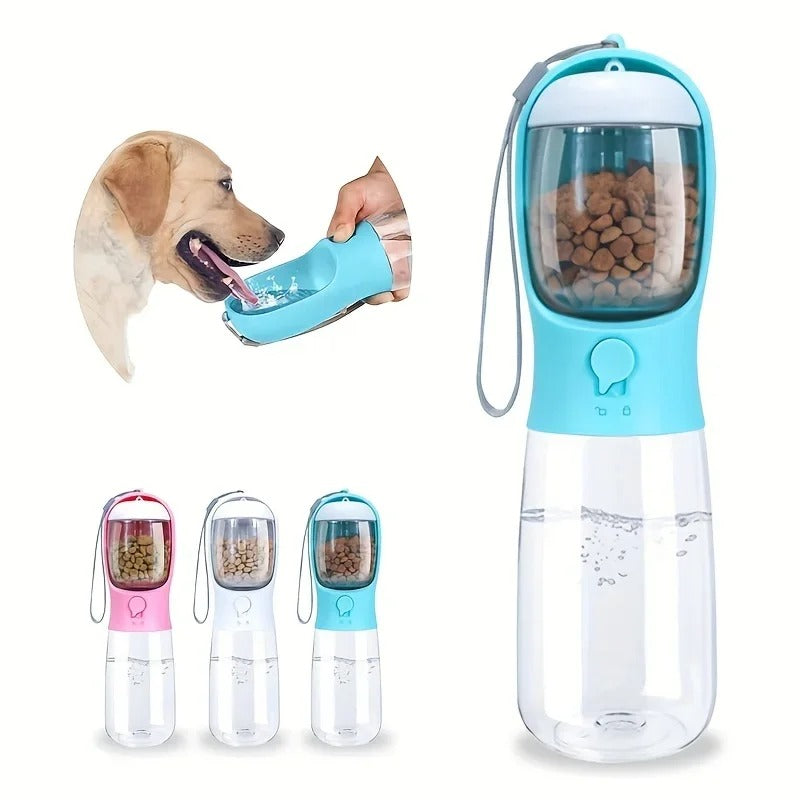 Draagbare drinkfles met voerdispenser