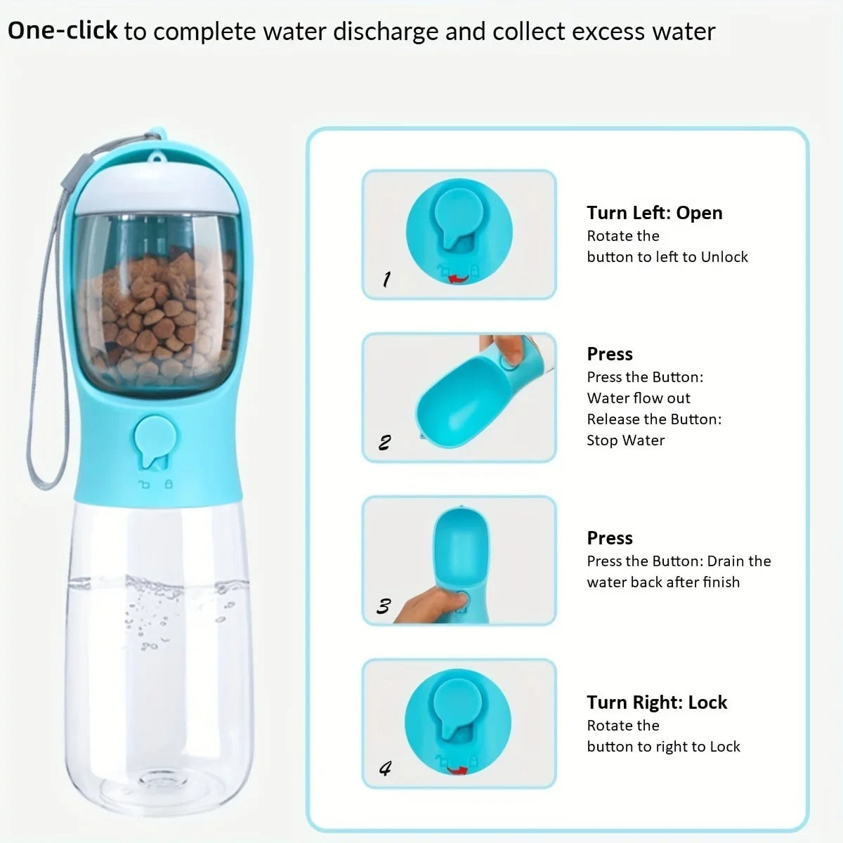 Draagbare drinkfles met voerdispenser