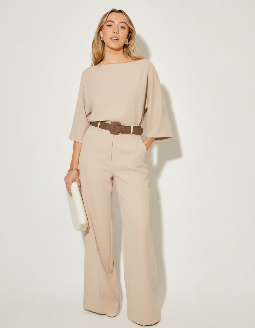 Edith - Elegant straight leg langmouw dames set